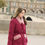 Thumbnail: Red Down Coat with Detachable Fur Trim Winter Jacket with Pink Buttons