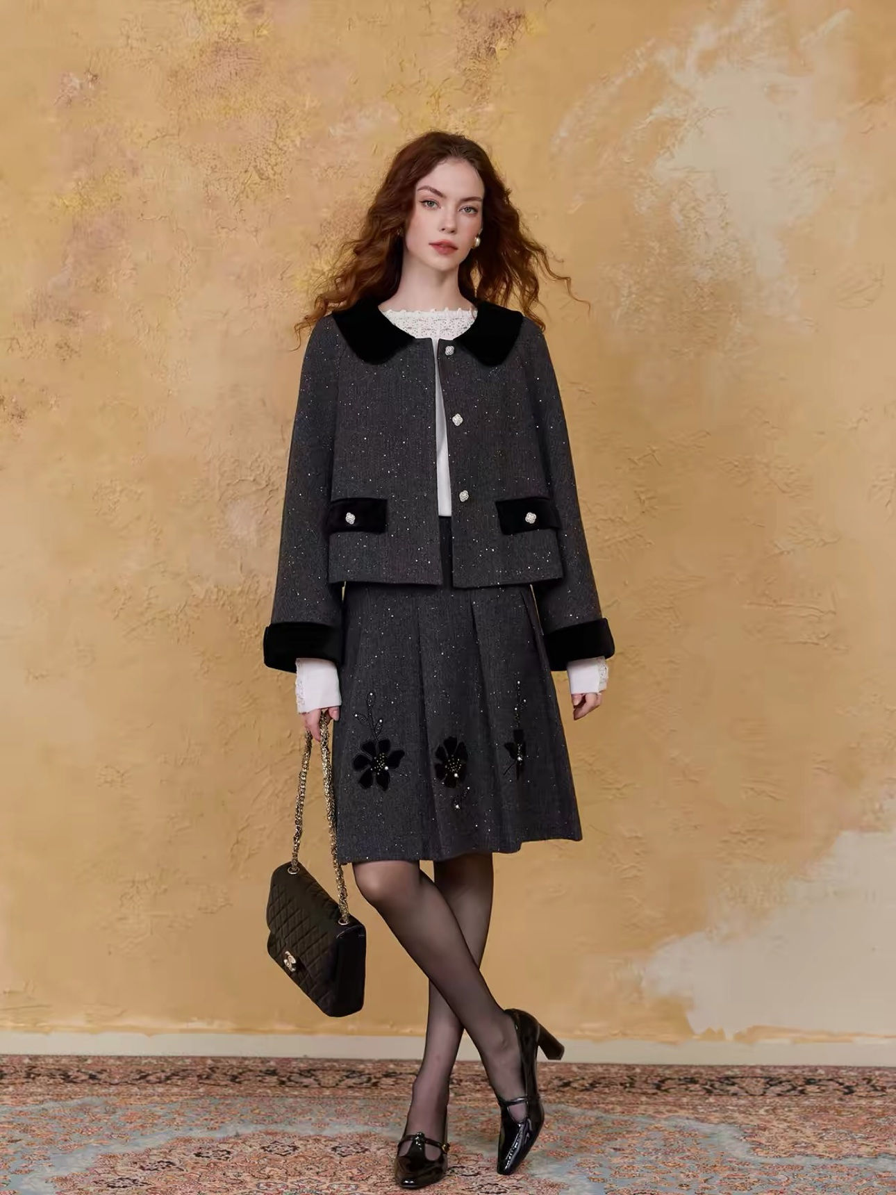 wool jacket and skirt