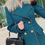 Thumbnail: Sample Sale - Striped 80% Wool Coat: Retro Blue Winter Coat with Fur Coll
