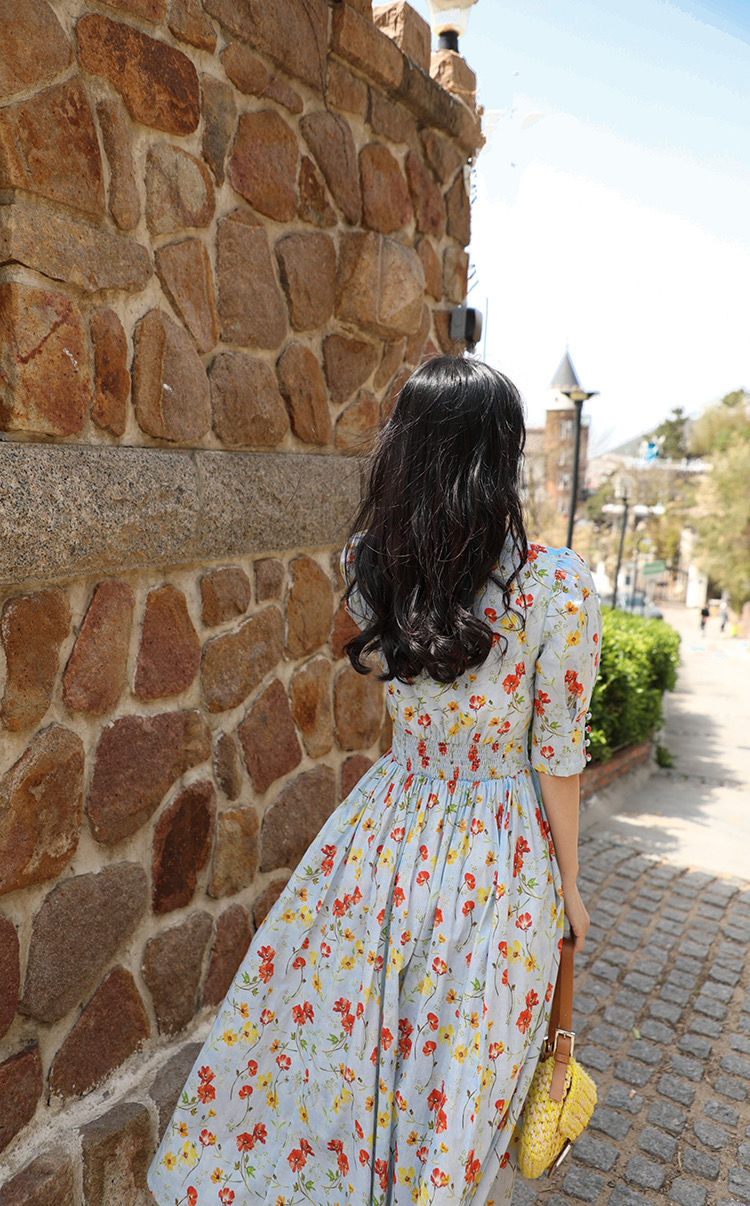 Thumbnail: Organic Cotton Summer Floral Dress. V Neck/U Neck.
