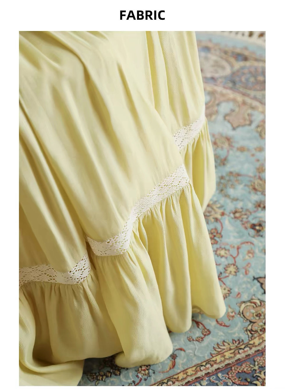 Thumbnail: Yellow Floral Embroidered Midi Dress, French Vintage Square Neck Dress, Cotton
