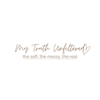 My Truth, Unfiltered blog logo in handwritten script and serif font on a beige background