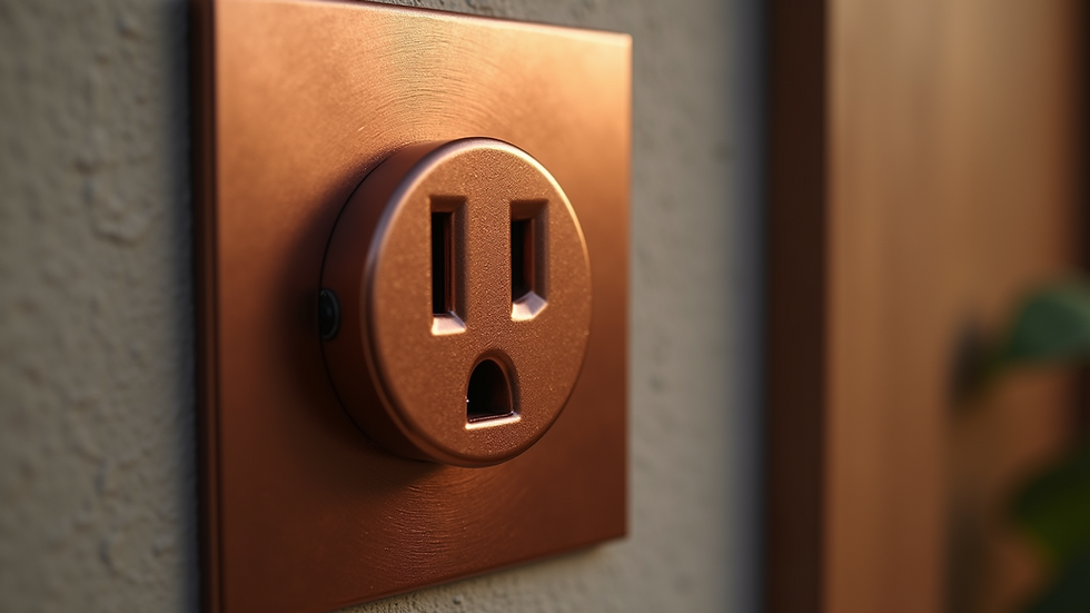 Close-up view of a pure copper power outlet