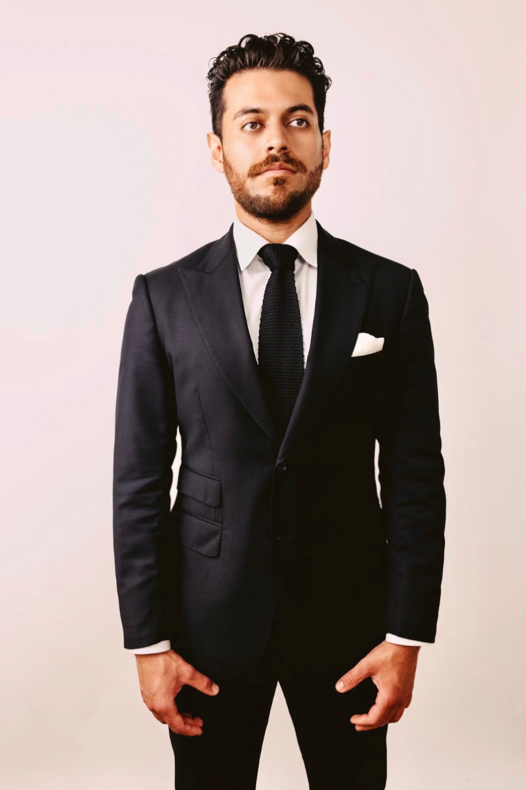 BLACK HAND MADE SILK KNIT TIE