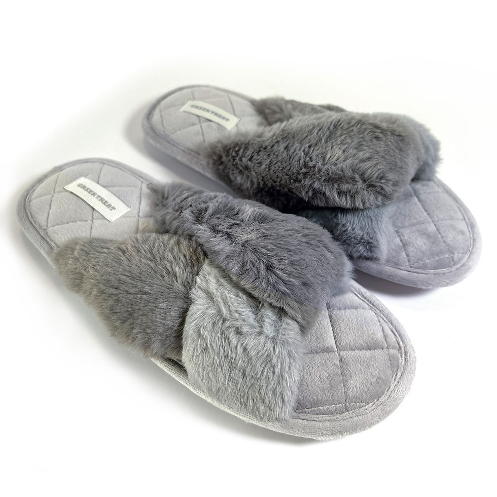 Ladies Grey Faux Fur Slider Slippers