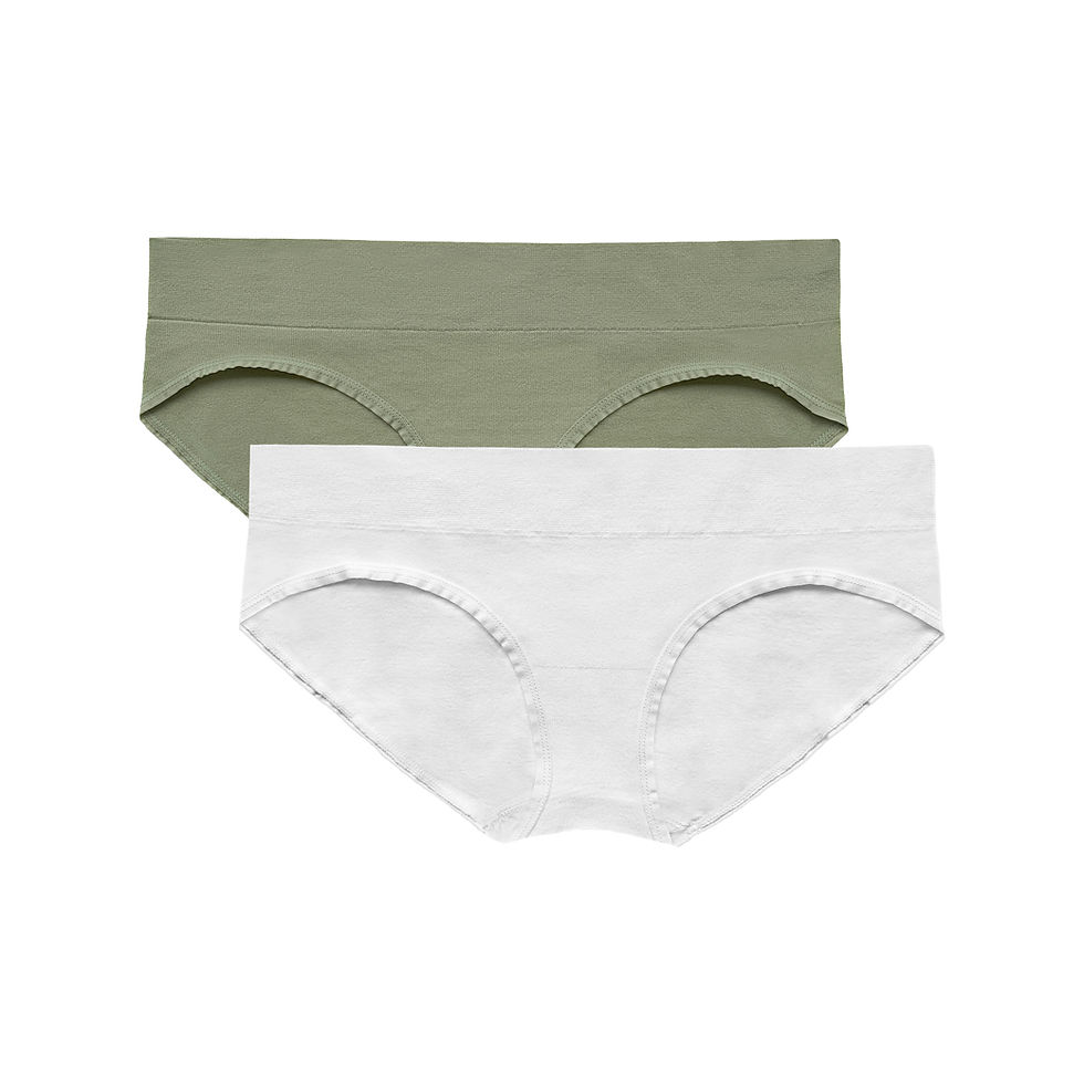 Thumbnail: Ladies Sage Green & White Seamfree Briefs 2pk