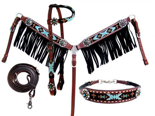 Showman Beaded Navajo Design Inlay HS & BC Set