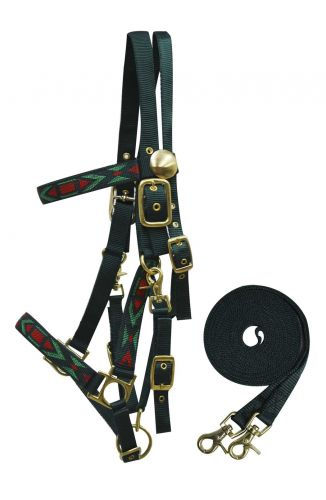 Thumbnail: Showman Aztec Motif Nylon Halter Bridle Combo w/Reins