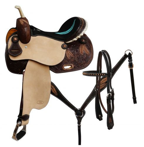 Circle S Barrel Saddle SET with Feather Tooling