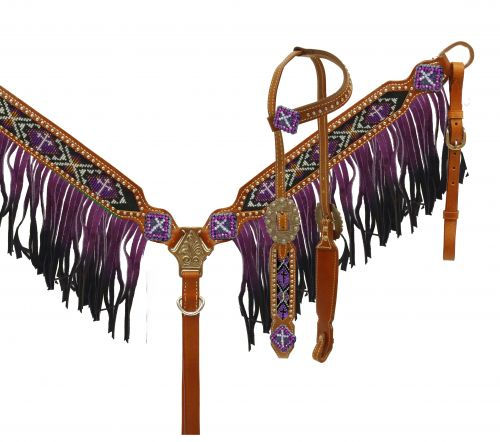 Thumbnail: Showman Ombre Fringe HS & BC Set w/Cross Design