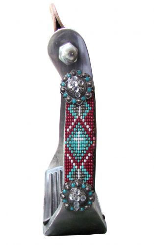 Thumbnail: Showman Polished Aluminum Stirrup w/ Beaded Accents