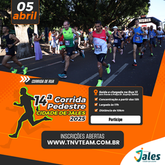 Prefeitura de Jales abre inscrições para a 14ª Corrida Pedestre “Cidade de Jales”