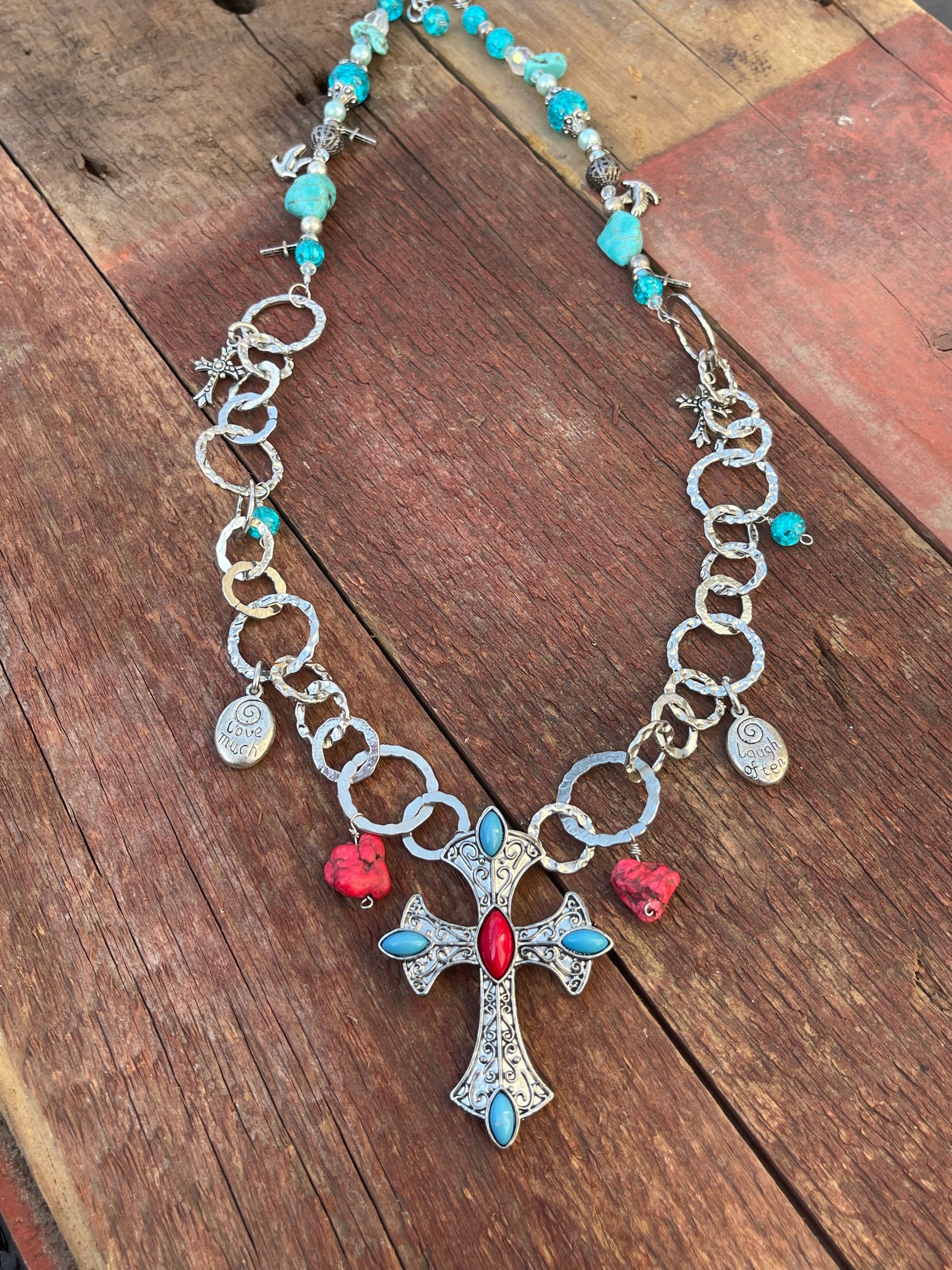 Long western cross necklace 