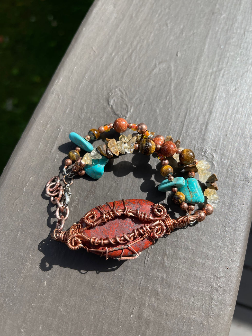 Thumbnail: Wire wrapped agate bracelet 