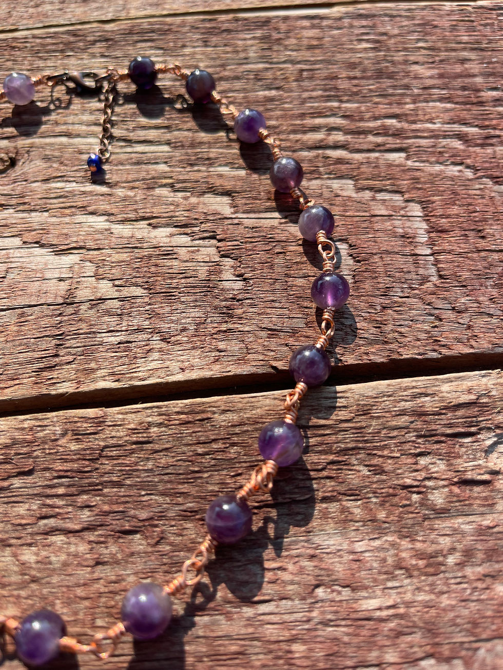 Thumbnail: Wire Wrapped Amethyst Choker Necklace (smaller size) 