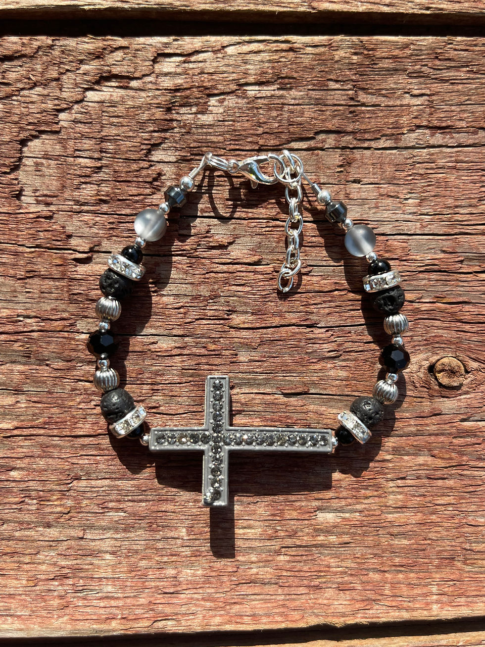 Thumbnail: Gunmetal Cross Bracelet 