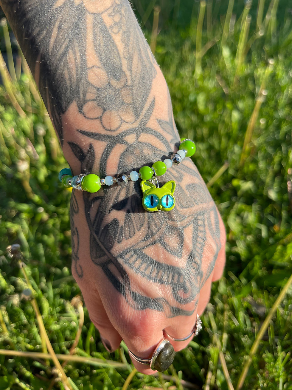 Thumbnail: Lime Green Kitty Bracelet 