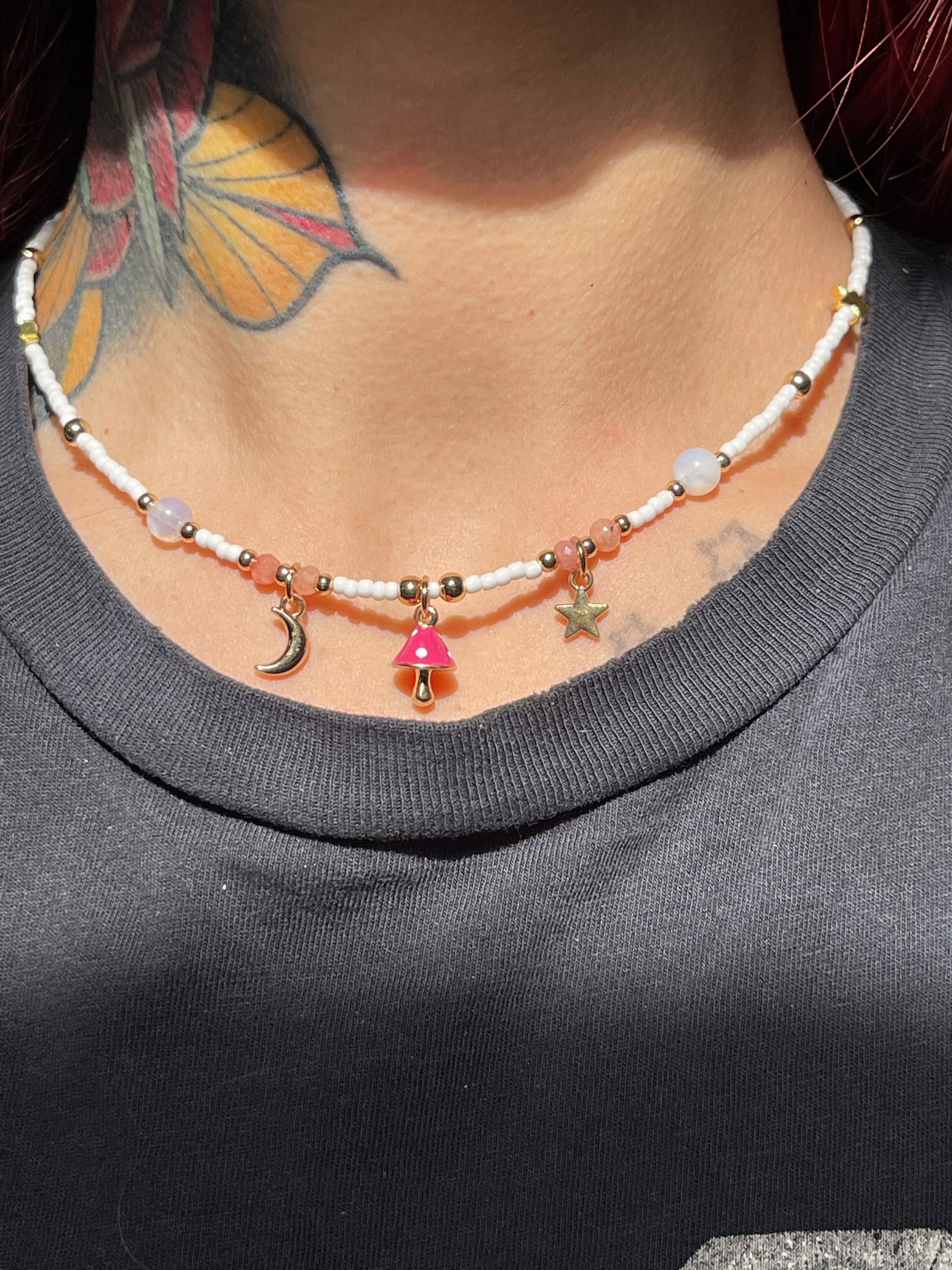 Pink Mushie Choker Necklace