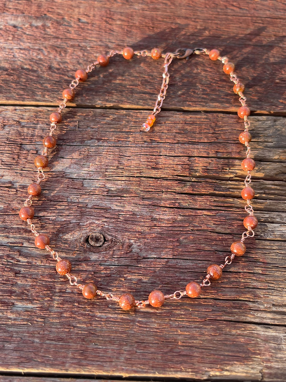 Thumbnail: Wire Wrapped Goldstone Choker style necklace  