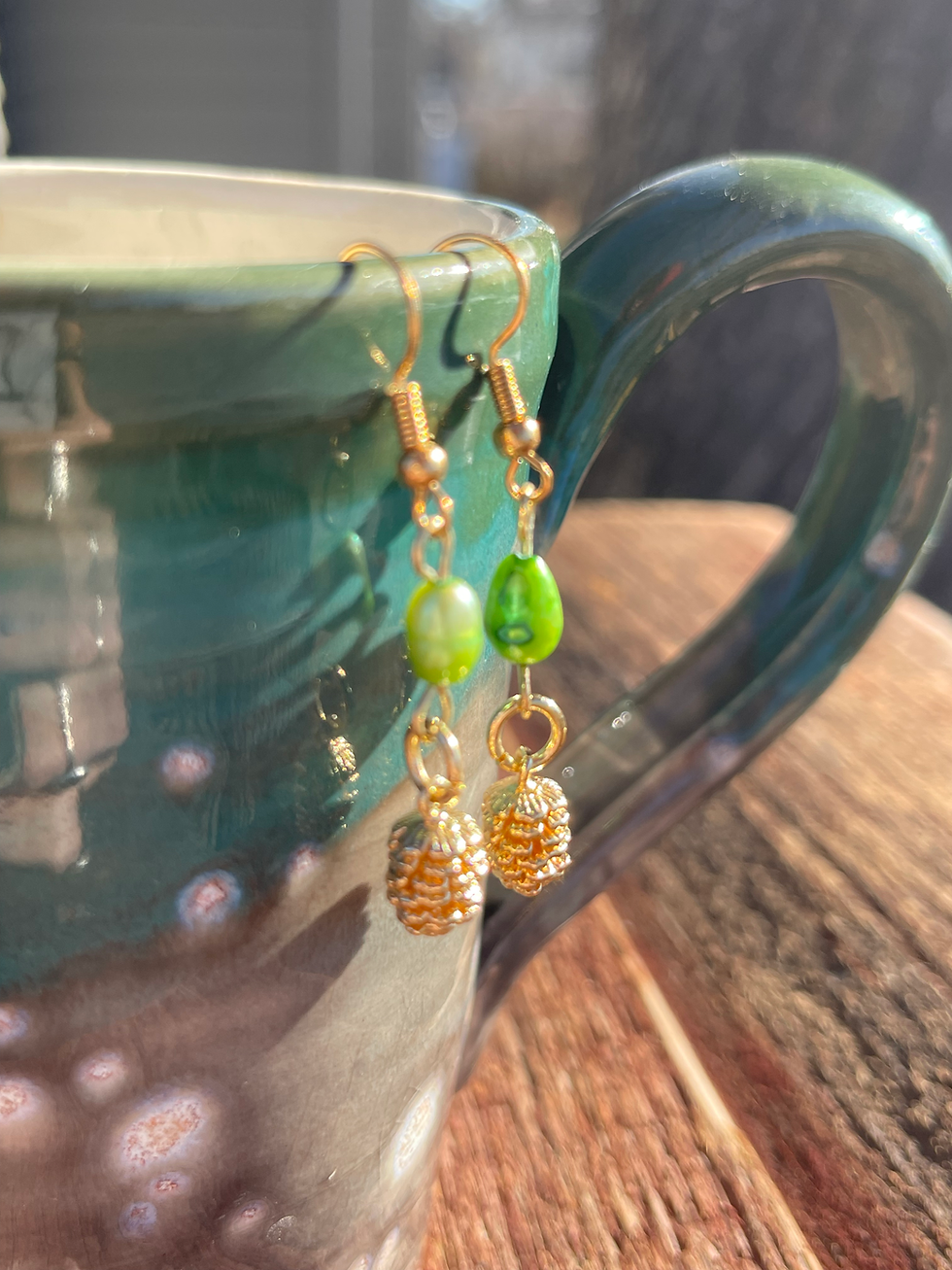 Thumbnail: Gold Pinecone Earrings 