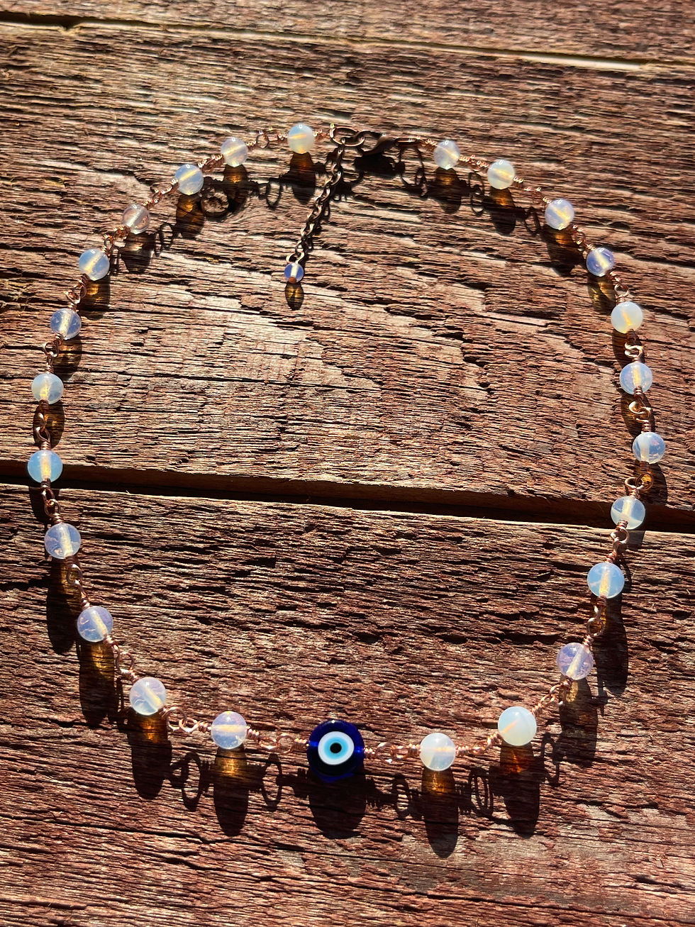Thumbnail: Wire Wrapped Evil Eye Opalite Necklace 