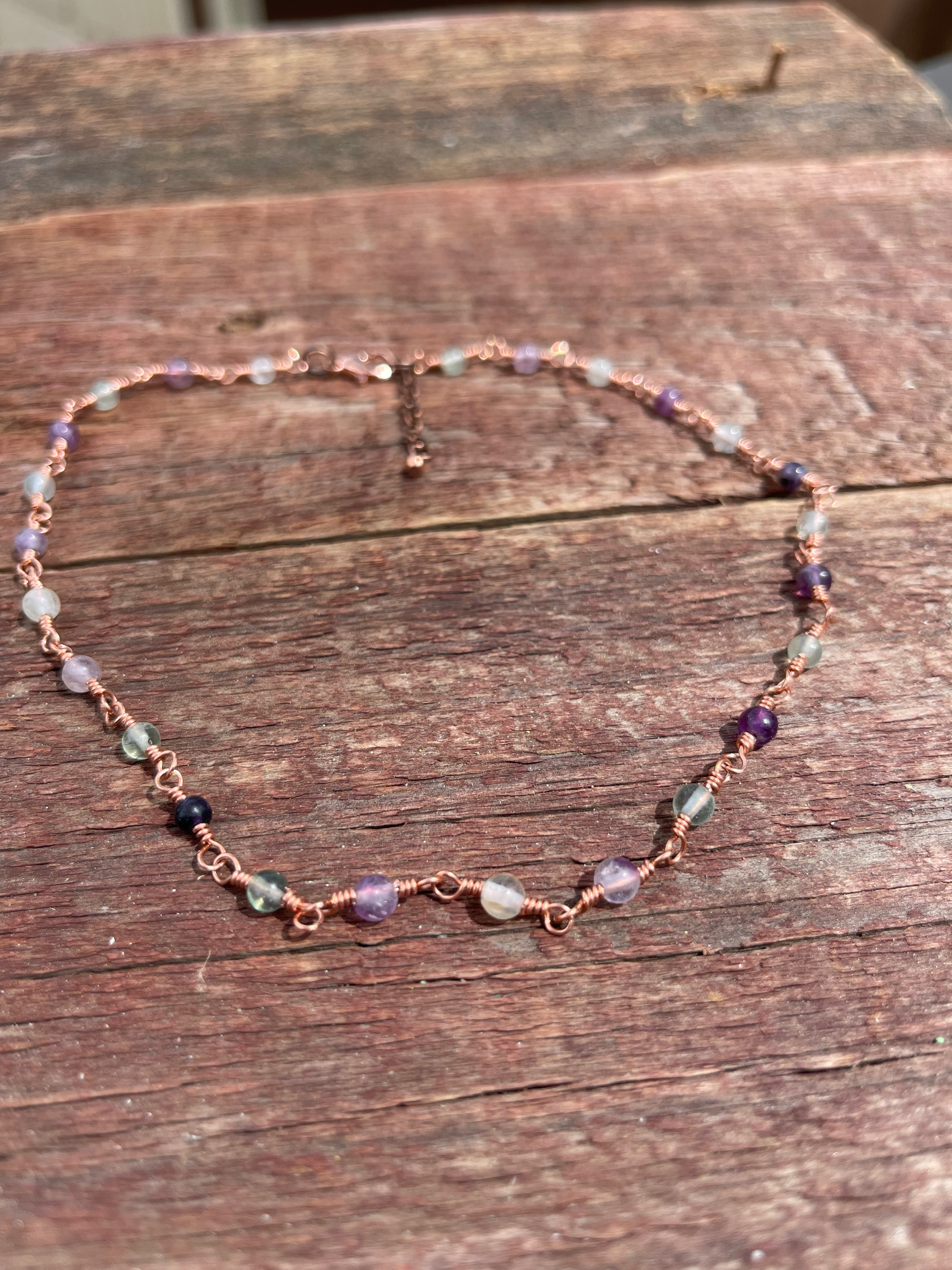 Wire Wrapped Fluorite Choker Style Necklace