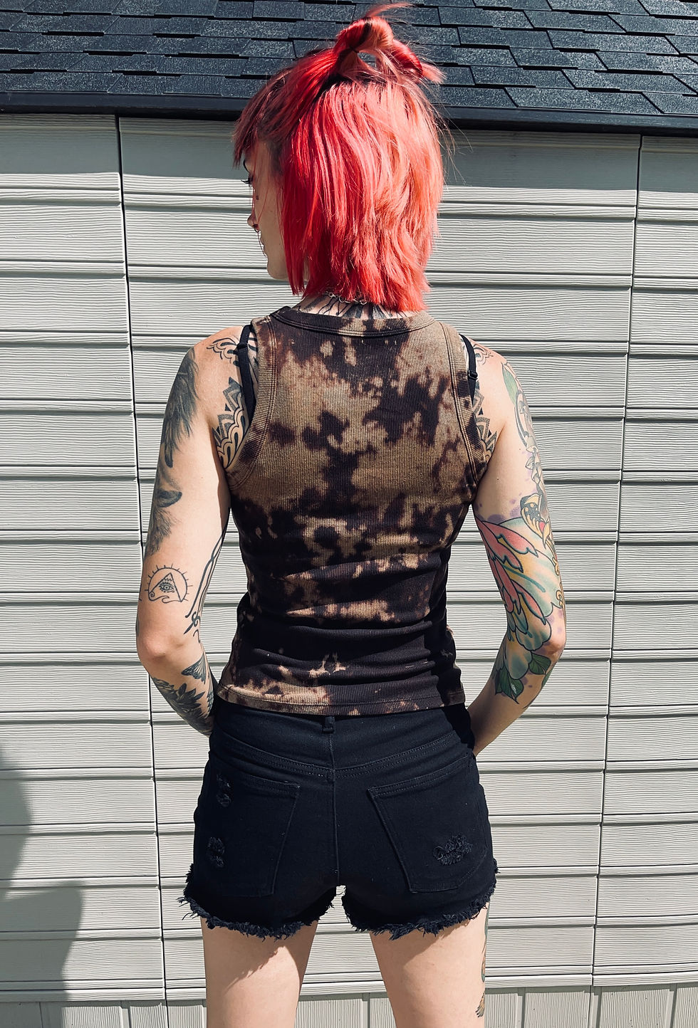 Thumbnail: Rockin Bakken Women Reverse Tie Dye Ribbed High Neck Tank Top