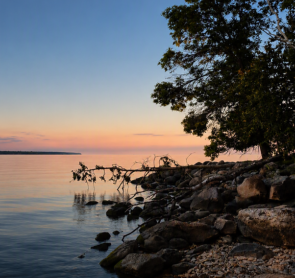 Sunset on a lake in Manitoba