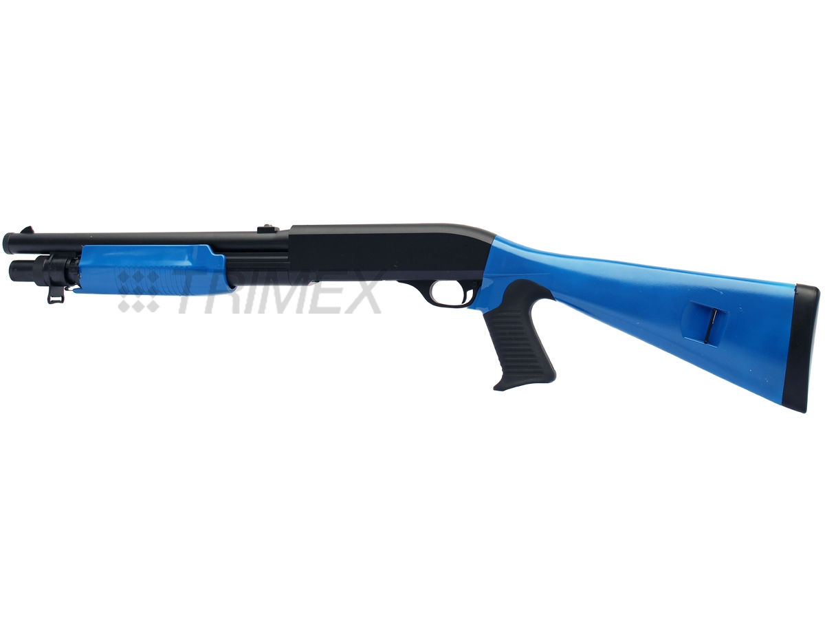 M56A PUMP ACTION MULTIPLE AIRSOFT SHOTGUN BLUE