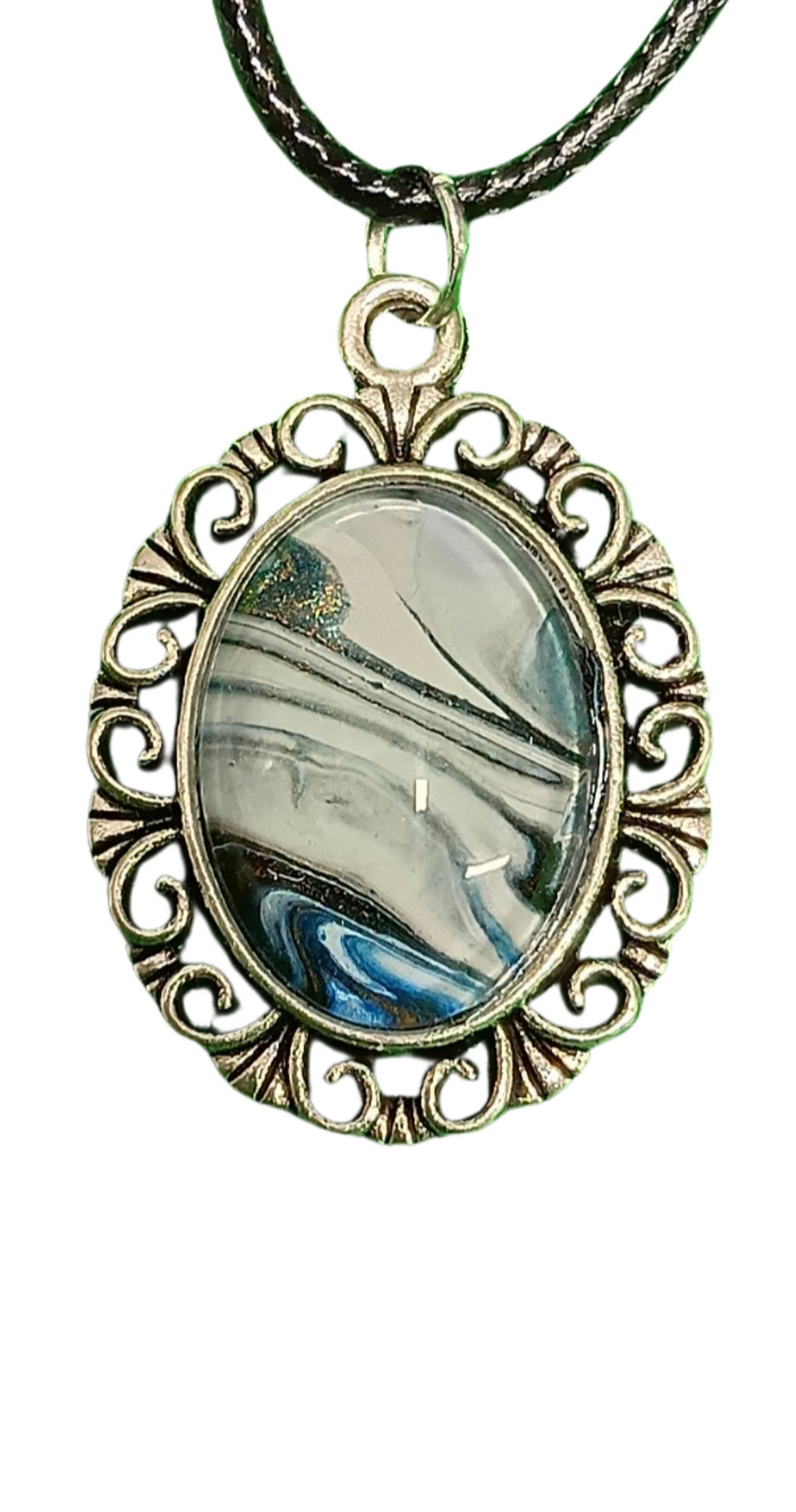 Original art paint pouring in a necklace one of a kind