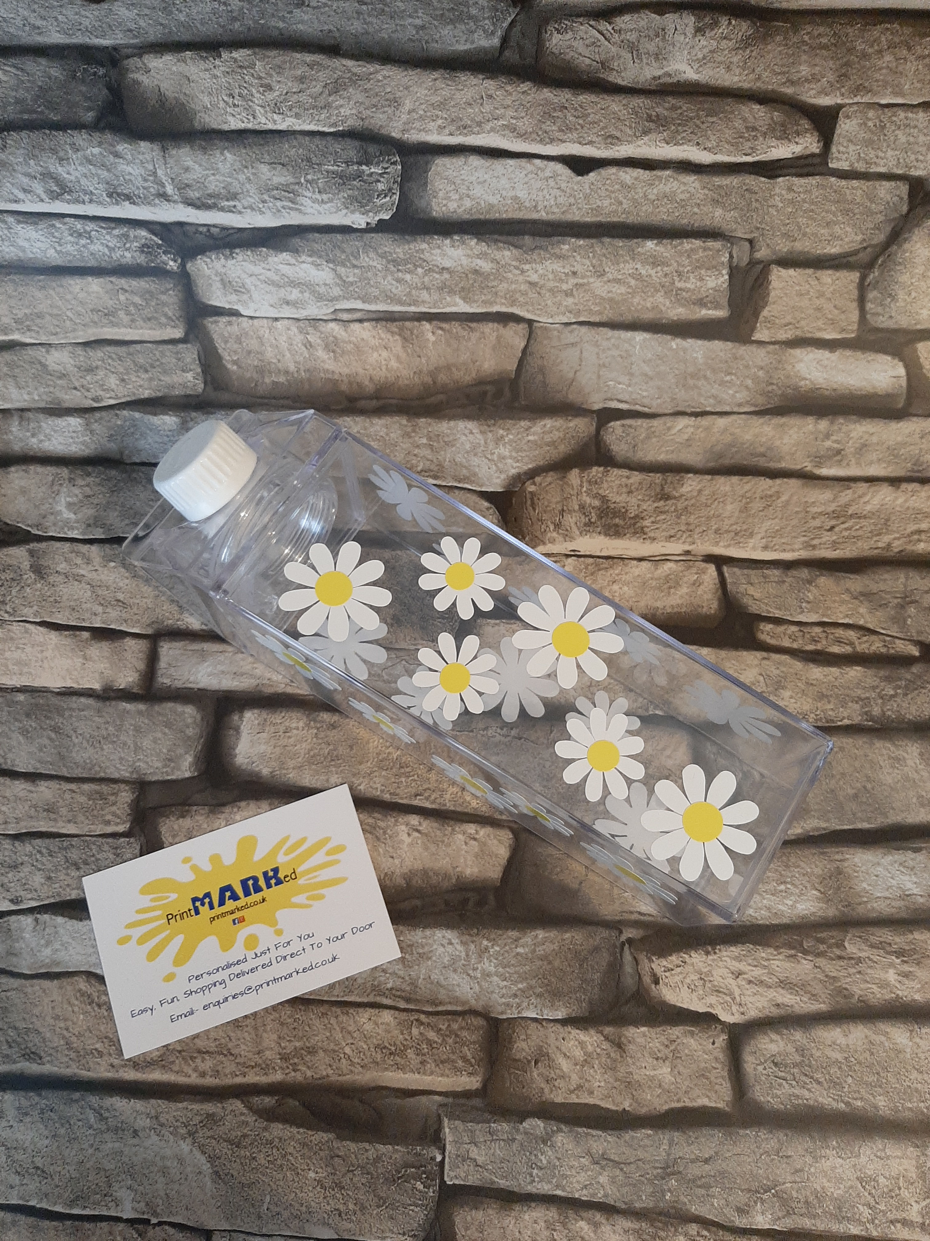 Milk Bottle style water bottle - Flowers