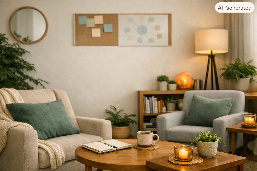 Warm, cozy coaching room with armchairs