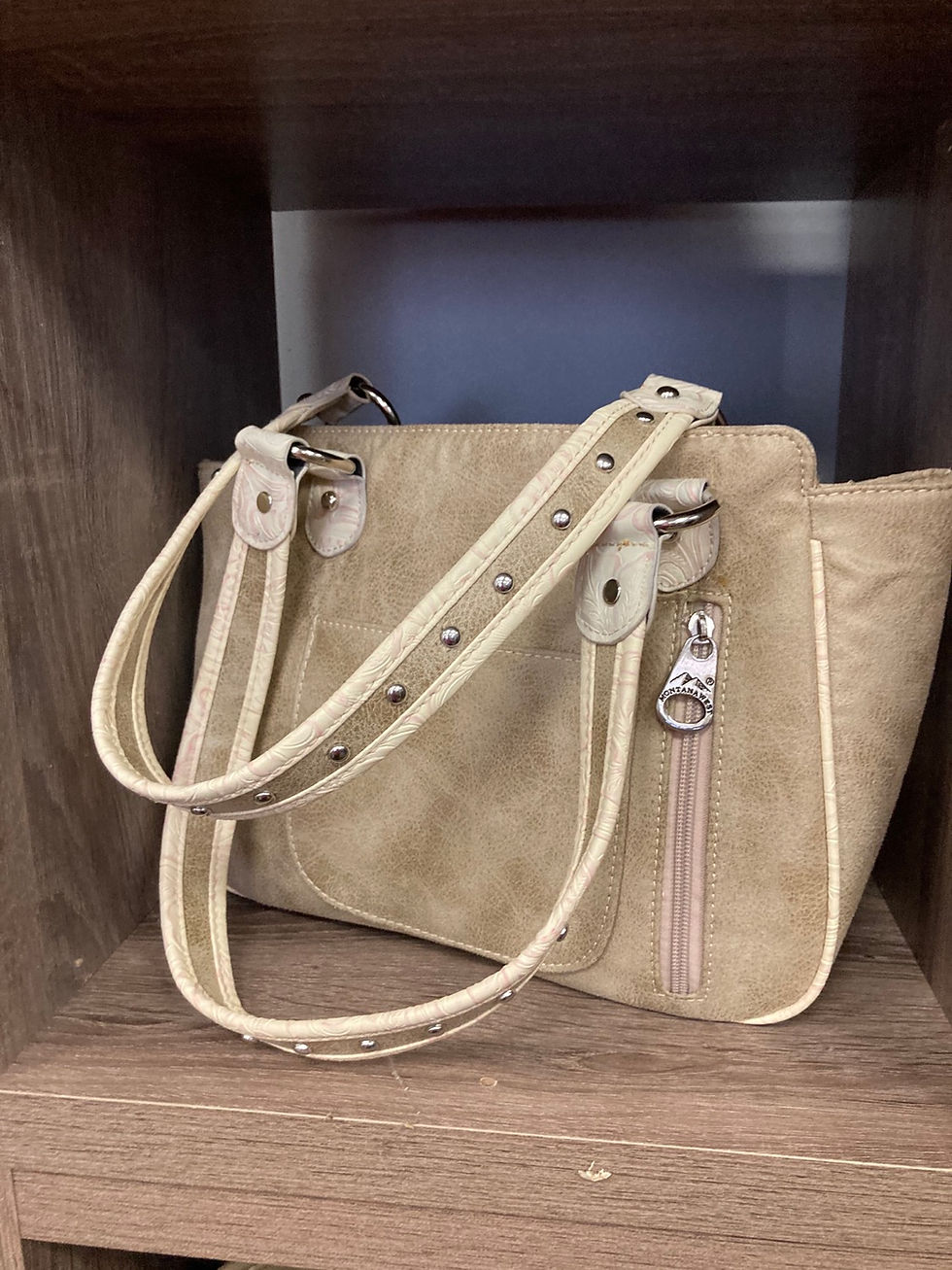 Thumbnail: Creme with Swirled Pattern with Jade Accents Concealed Carry Purse