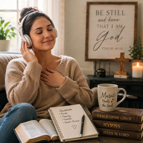 A woman listening to inspirational music