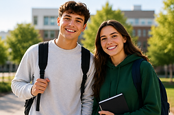 two university students who have just had their menv vaccine