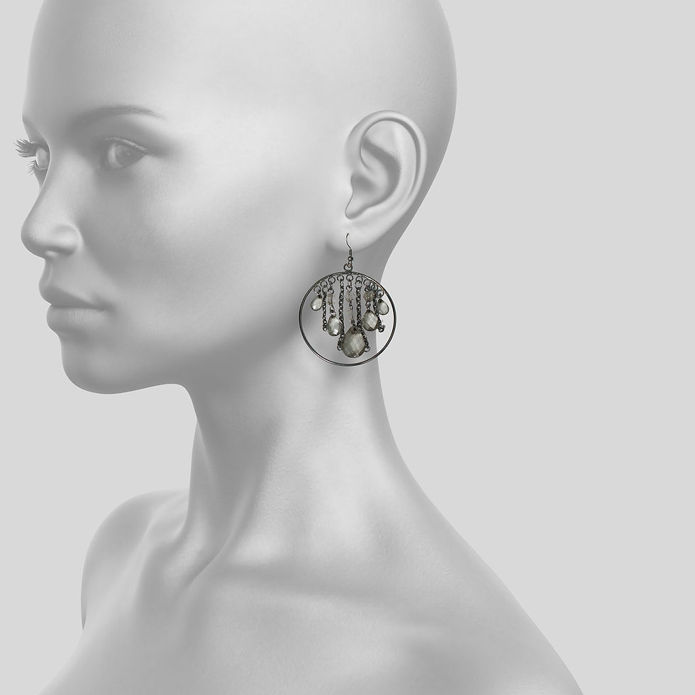 Miniatura: Pendientes Aro Cristales y cadenas