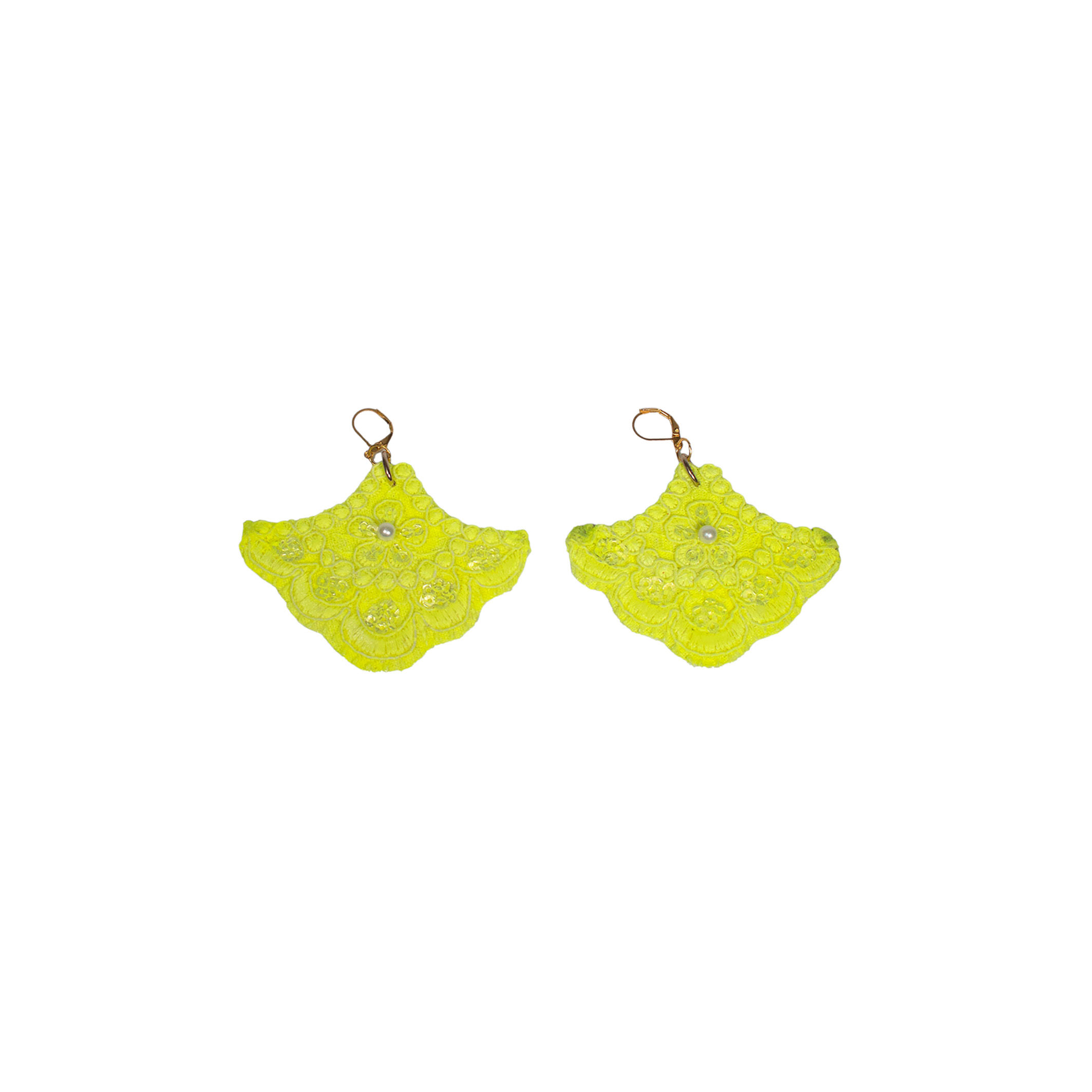 Pendientes RENDA7 Abanico Neon M + Perlas