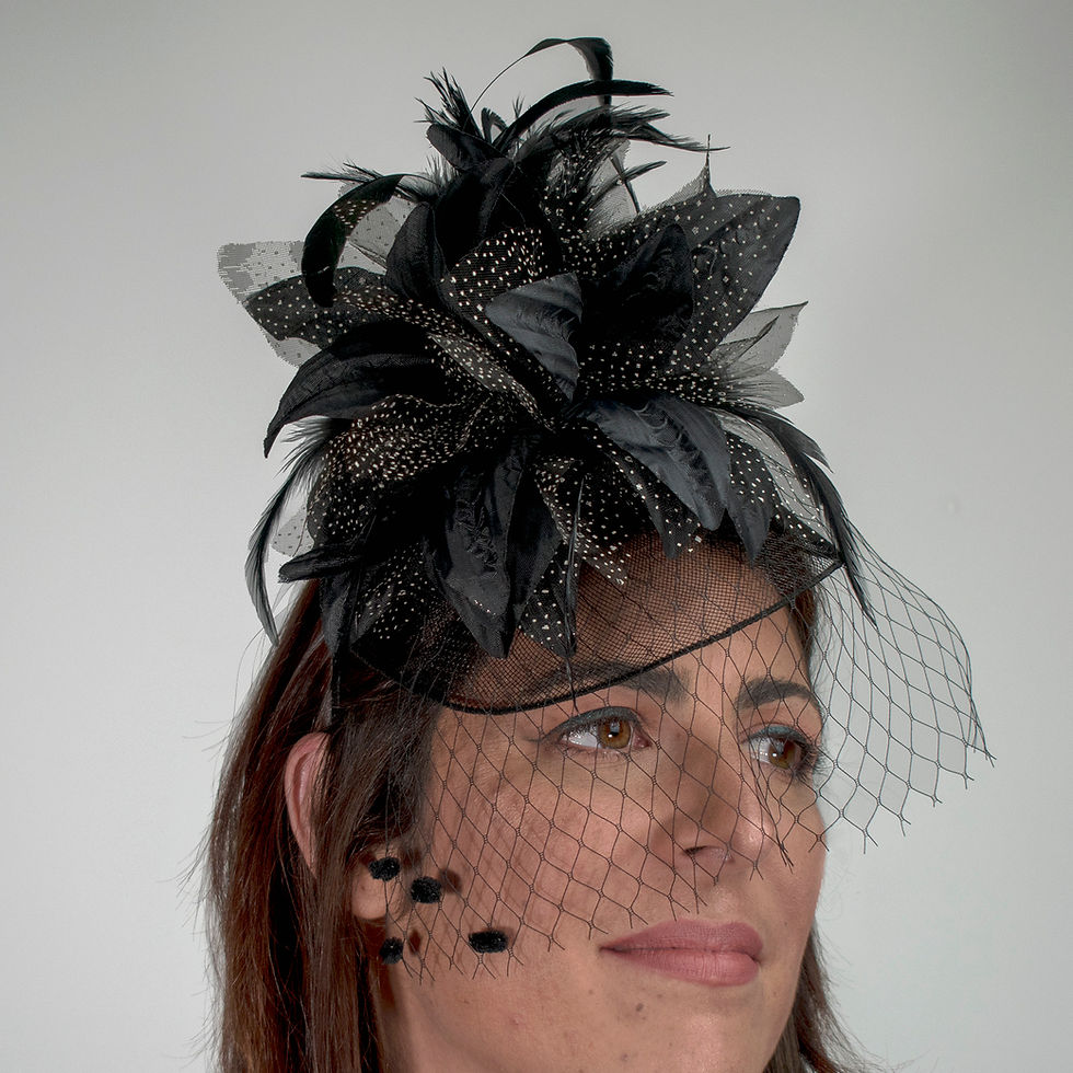 Miniatura: Tocado Plumas y redecilla, Fascinator · Talla U