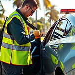 Ultra-realistic roadside assistance technician providing car lockout service in Orlando, F