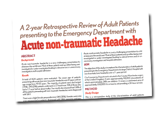 A 2-year retrospective review of adult patients presenting to the Emergency Department with Acute non-traumatic Headache.