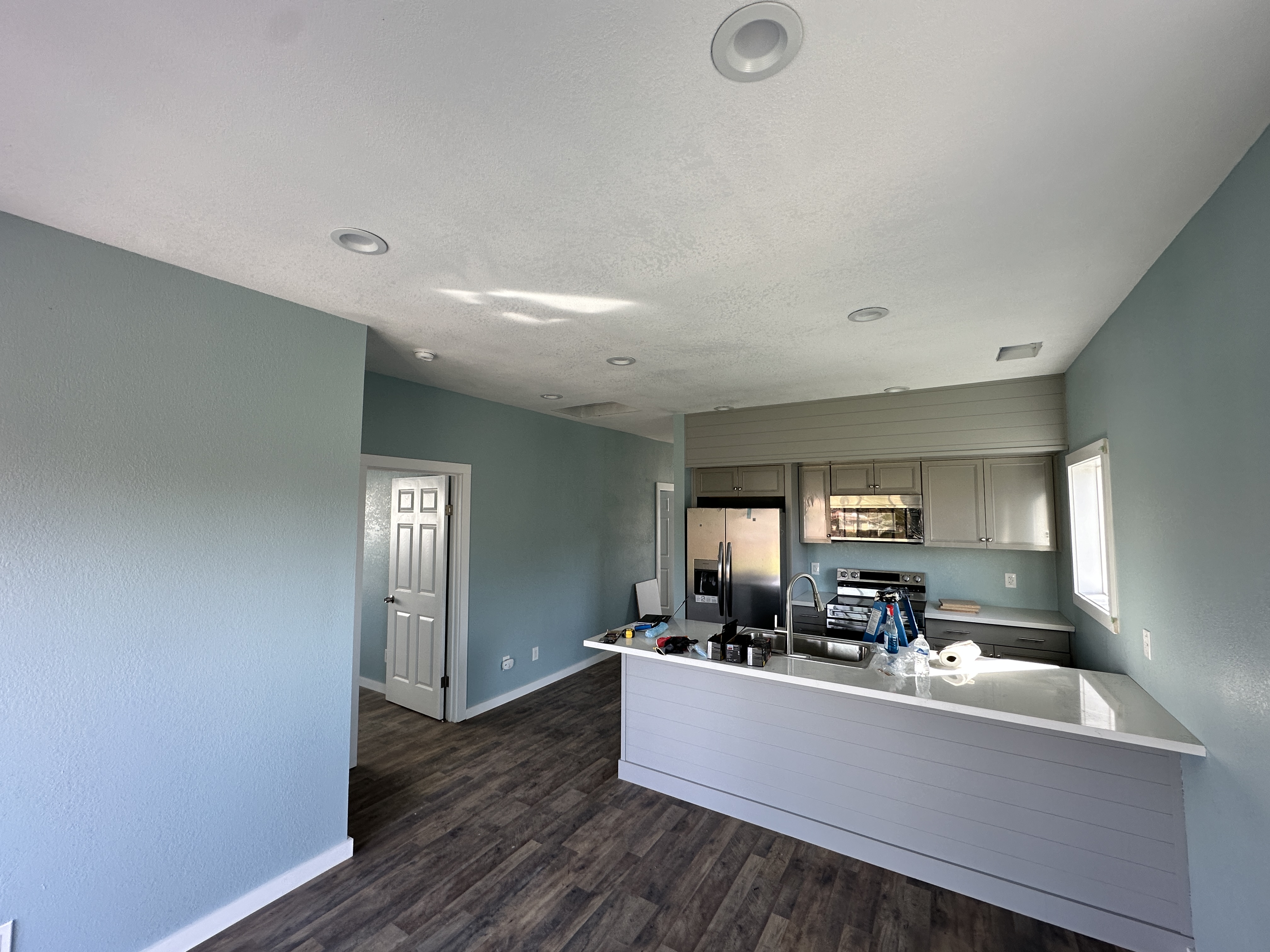 Kitchen in the rebuilt home