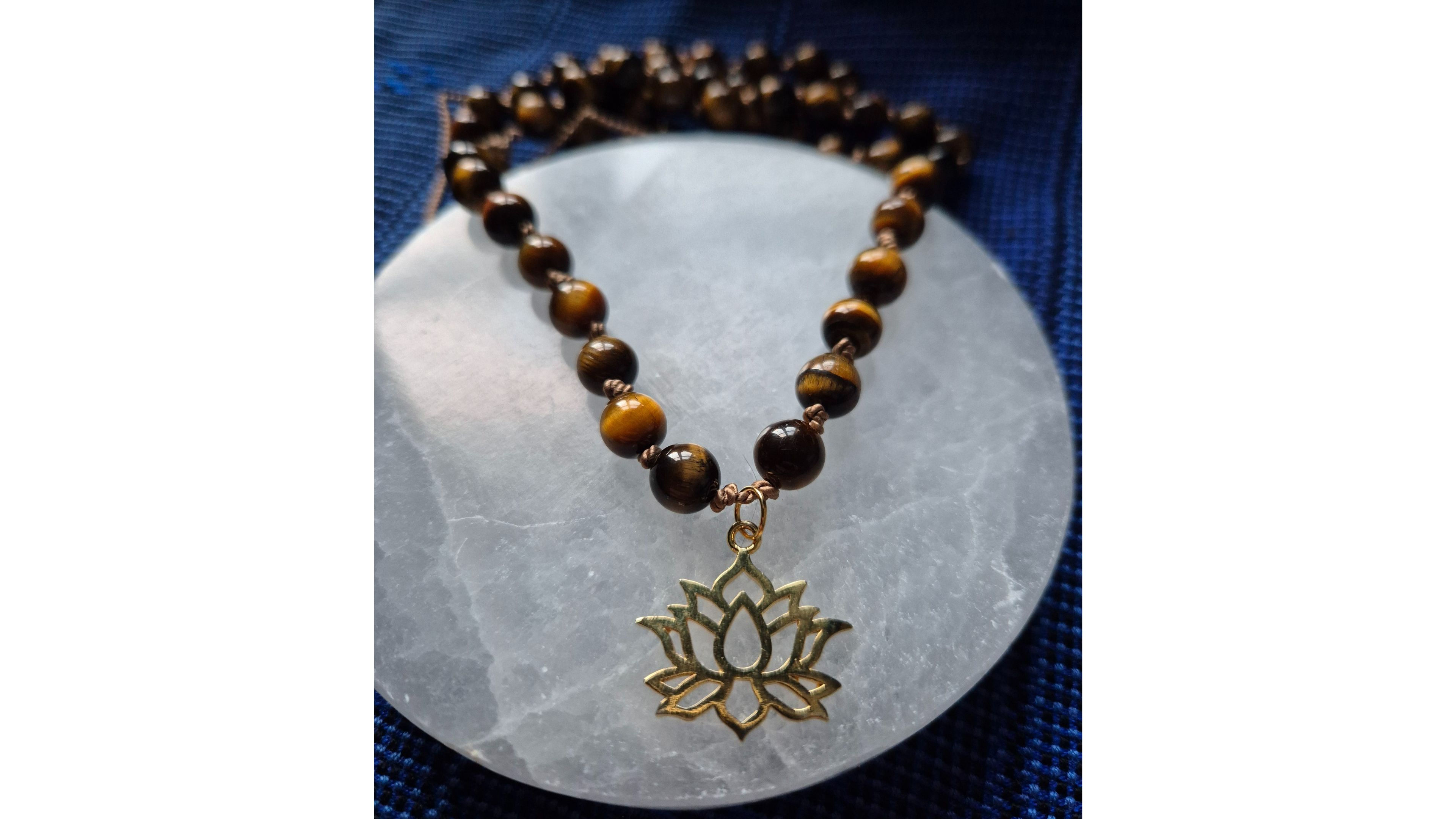 Golden Lotus Flower with Tiger's Eye