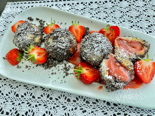 Mohn-Topfen-🍓Erdbeere-Knödel ❤️ (glutenfrei, low carb)