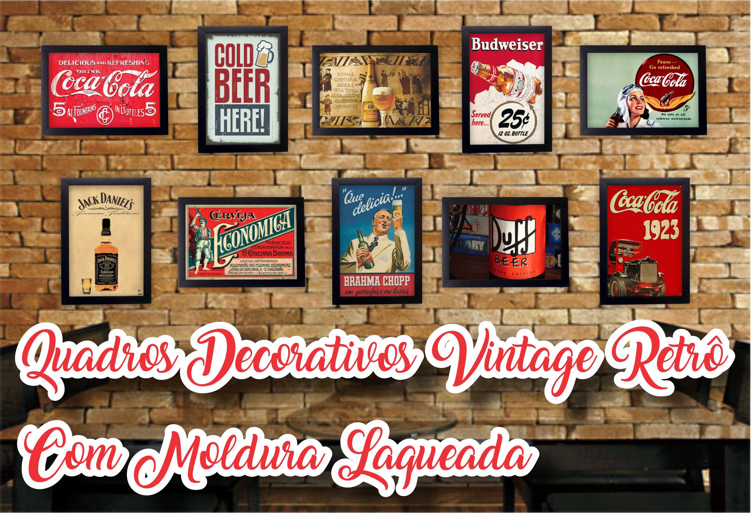 Quadro Decorativo Vintage Retrô com Moldura Laqueada