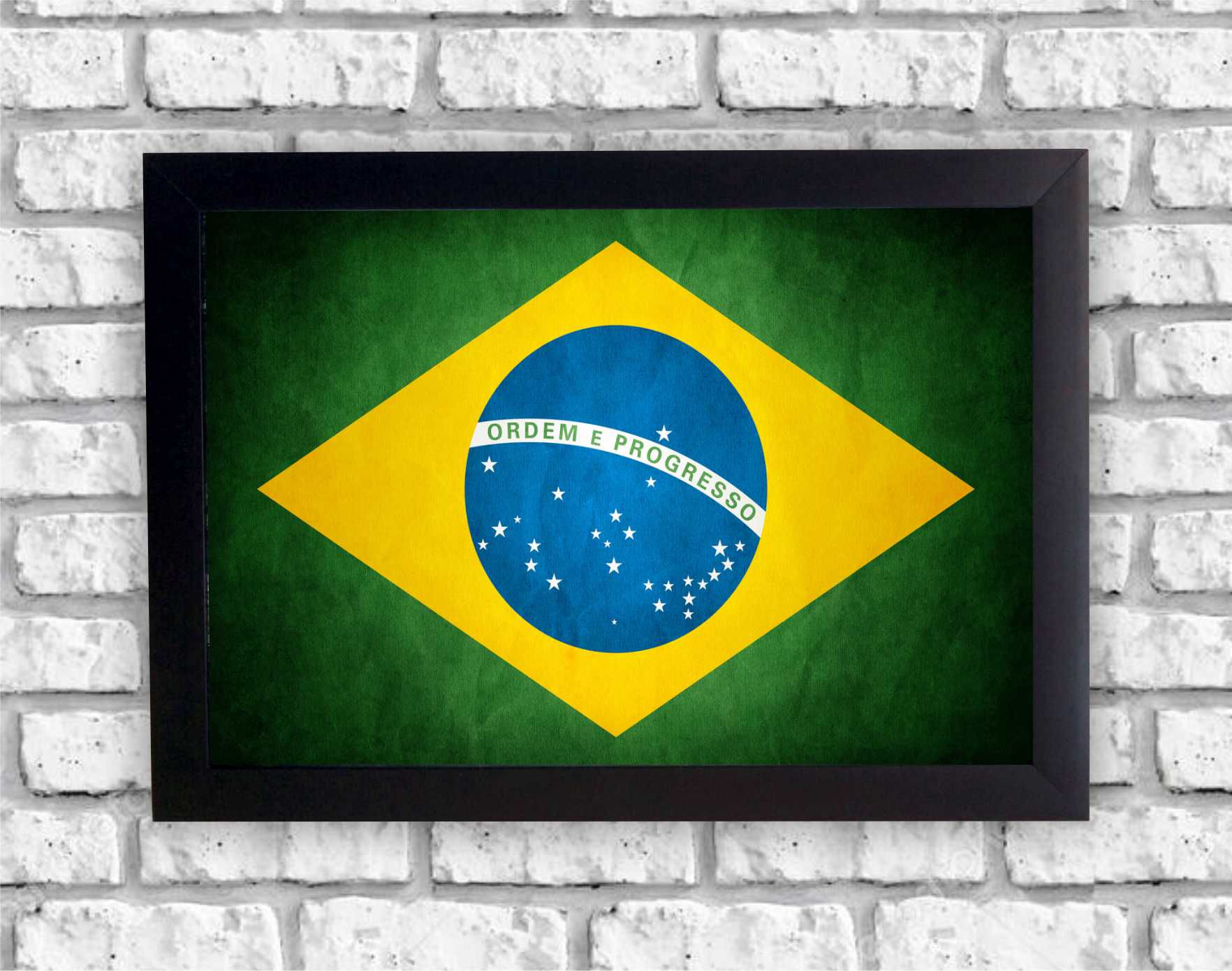 Quadro Bandeira Brasil Retrô