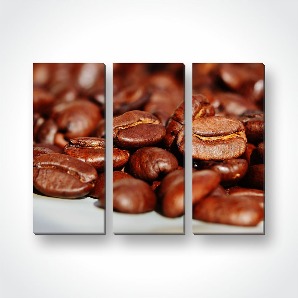 Quadro Mosaico Triplo Café Cozinha Tecido Canvas