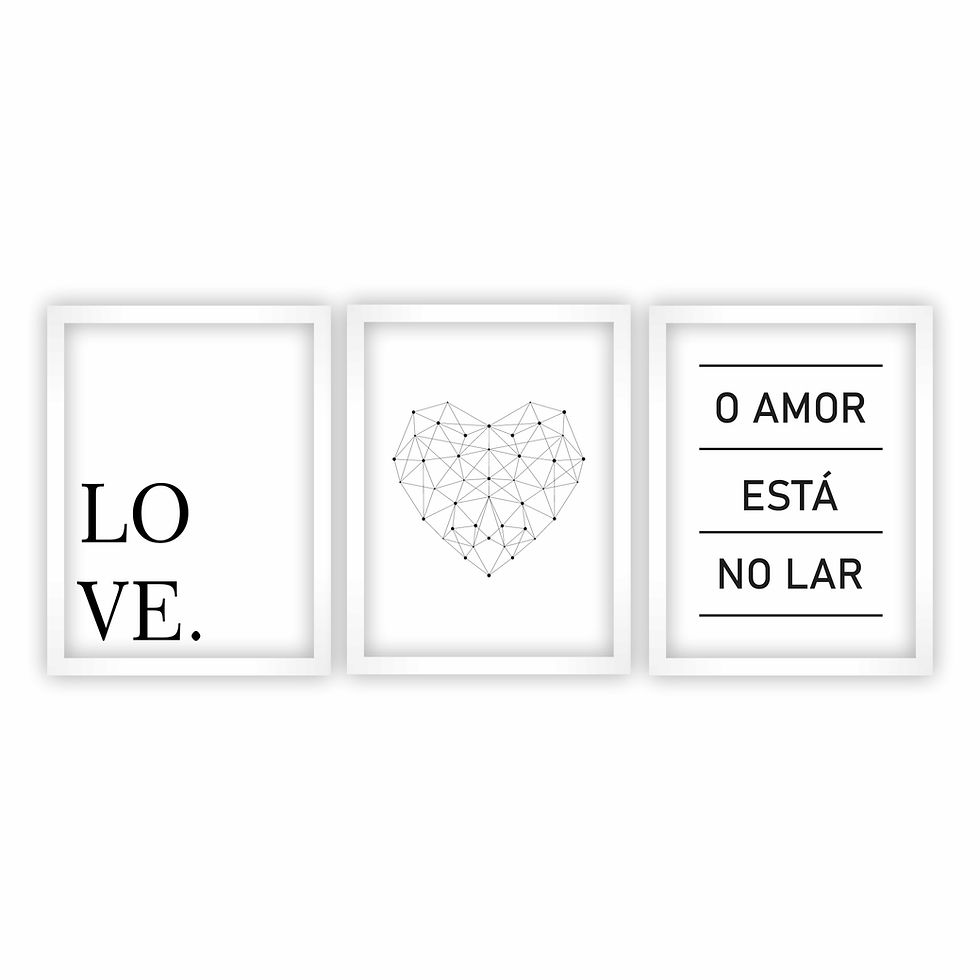Miniatura: Composição 3 Quadros O Amor Está no Lar LOVE