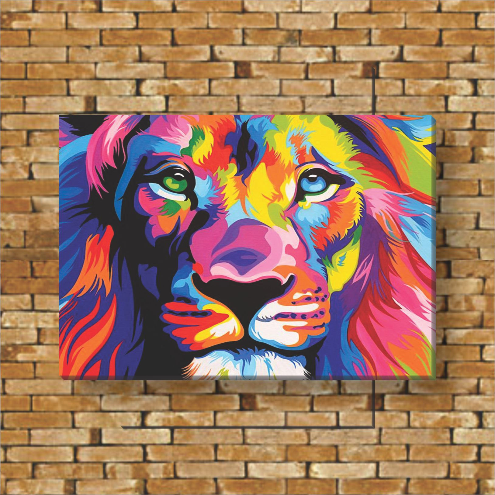 Quadro Decorativo Leão de Judá Colorido Em Tecido Canvas