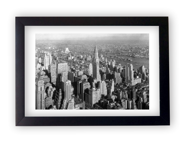 Quadro Decorativo Preto e Branco Nova York Vista Áerea - Cod:420