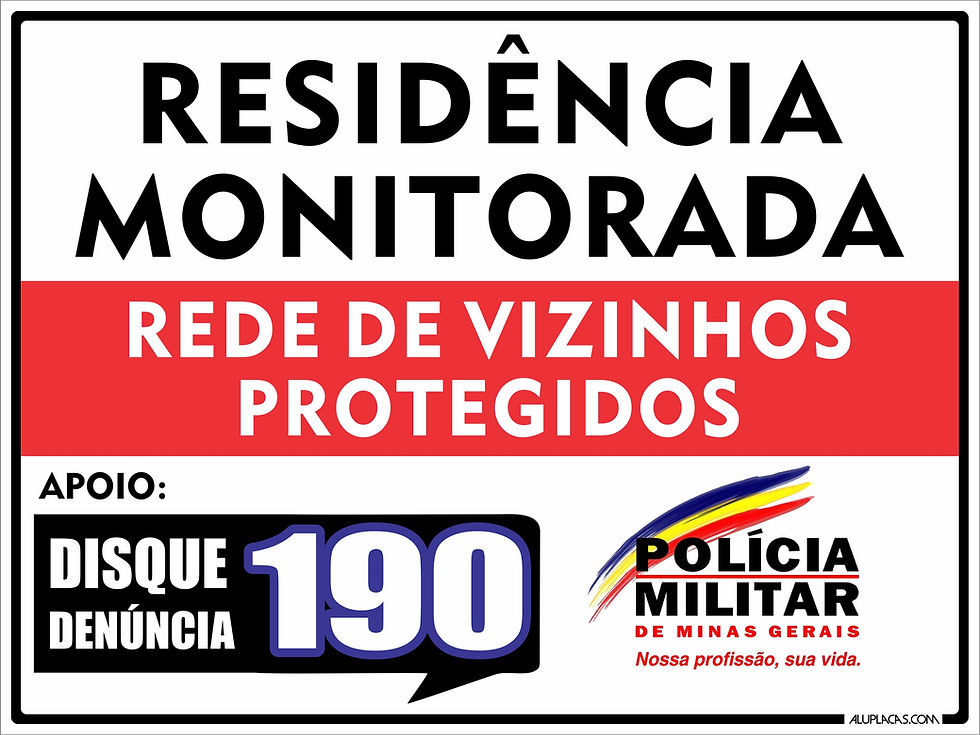 Placa Residência Monitorada Rede de Vizinhos Protegidos 190